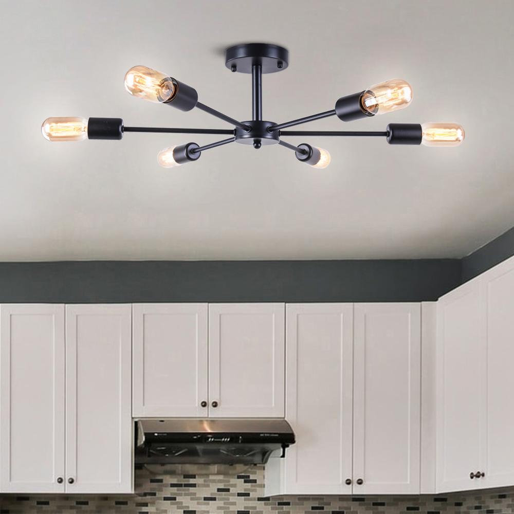 Avellon 6-Light Flush Mount Ceiling Fixture, Modern Adjustable Design For Living Room