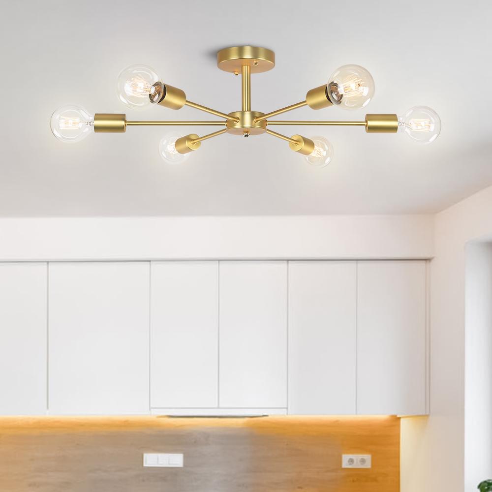 Avellon 6-Light Flush Mount Ceiling Fixture, Modern Adjustable Design For Living Room