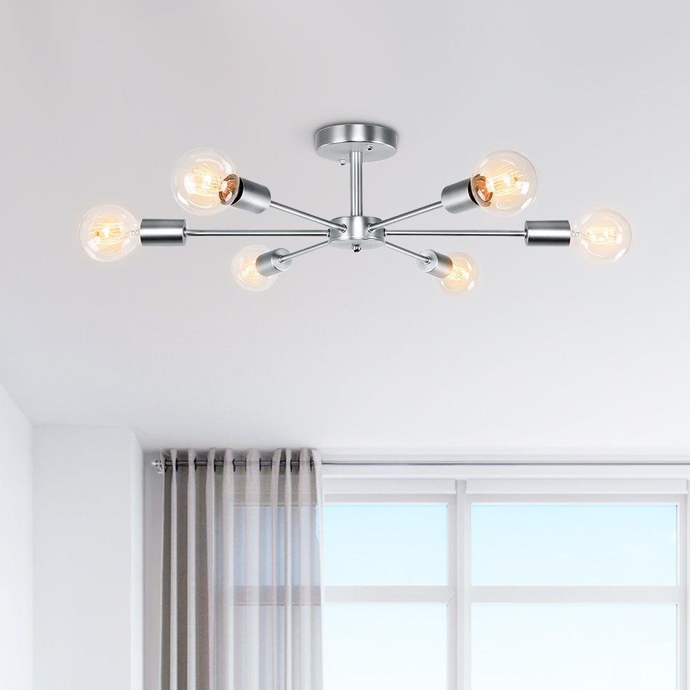 Avellon 6-Light Flush Mount Ceiling Fixture, Modern Adjustable Design For Living Room