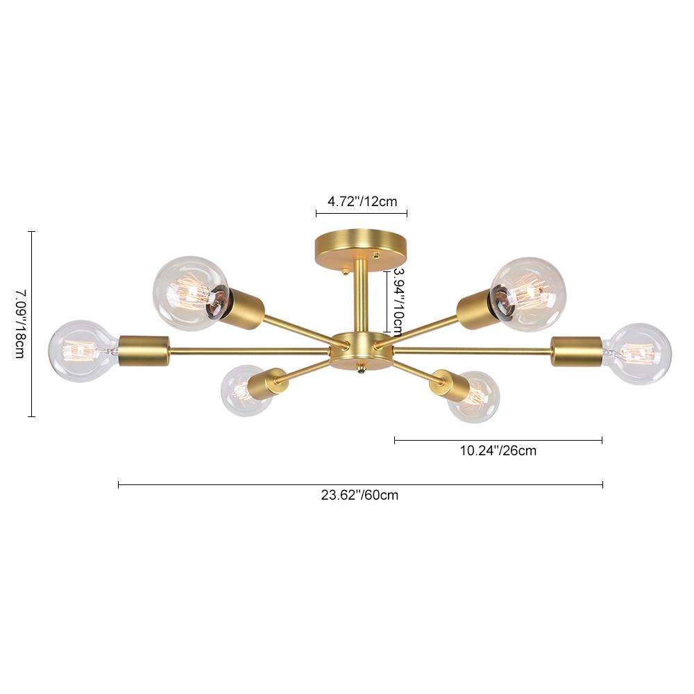Avellon 6-Light Flush Mount Ceiling Fixture, Modern Adjustable Design For Living Room