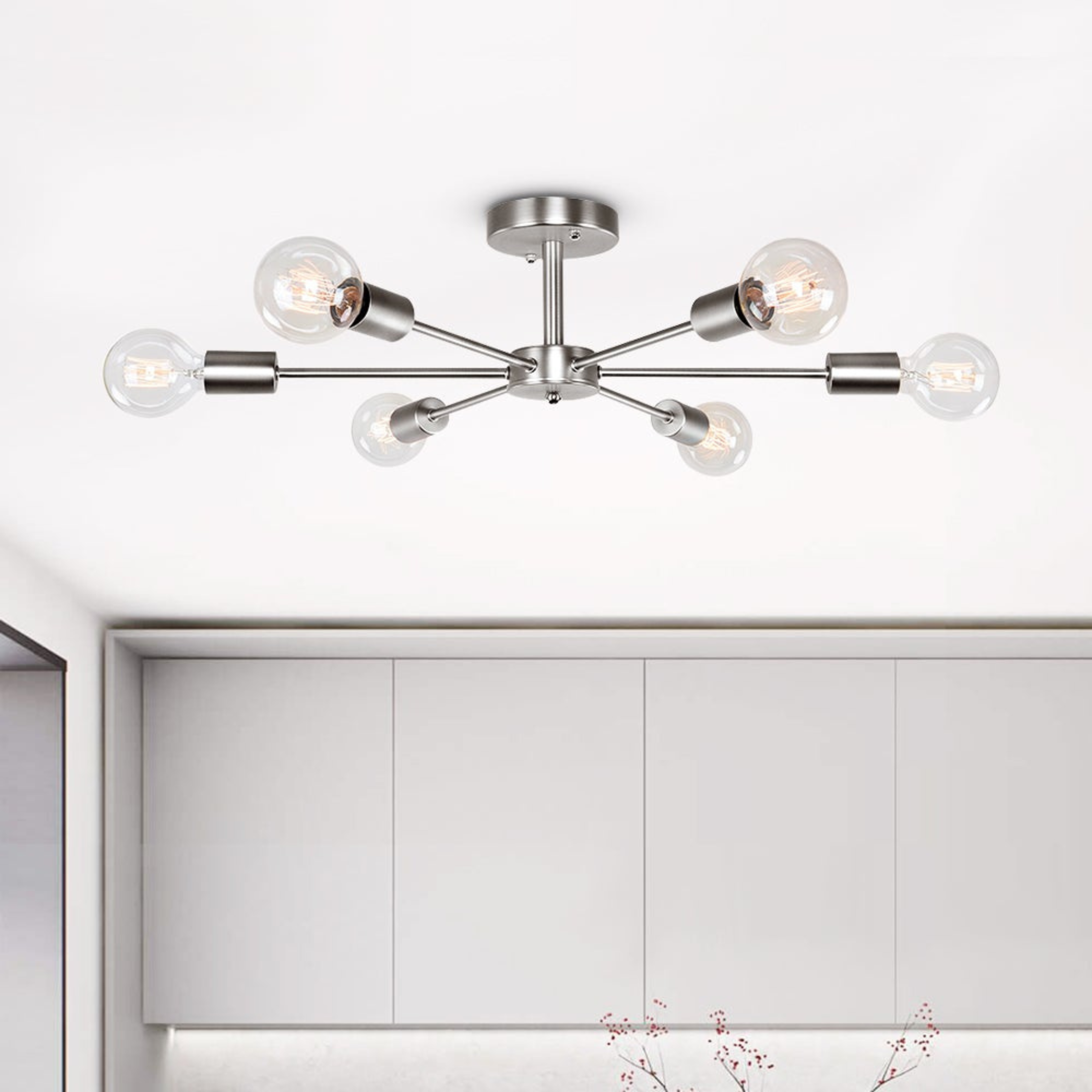 Avellon 6-Light Flush Mount Ceiling Fixture, Modern Adjustable Design For Living Room