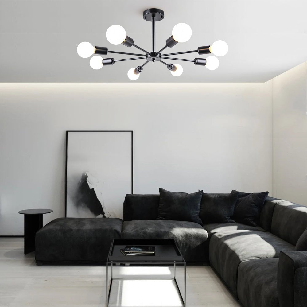 Corvina 8-Light Ceiling Lamp for Living Room With Adjustable Arms and Modern Design