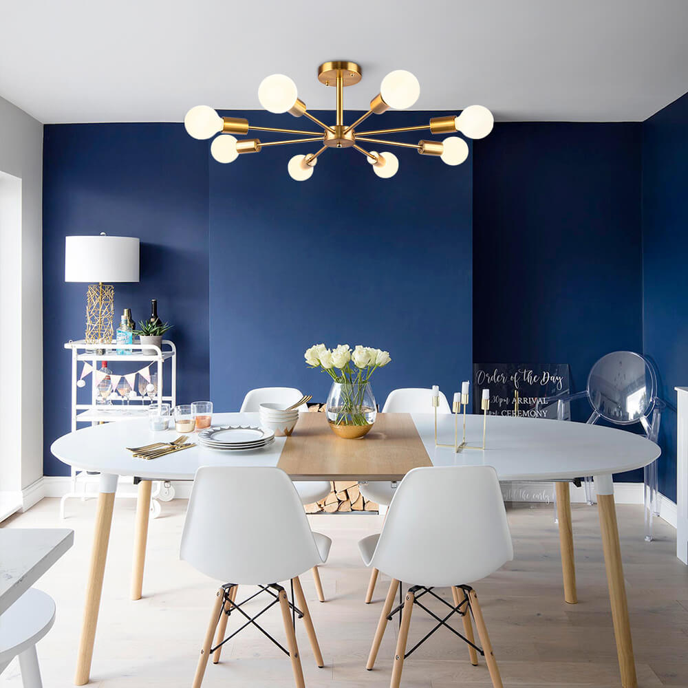 Corvina 8-Light Ceiling Lamp for Living Room With Adjustable Arms and Modern Design