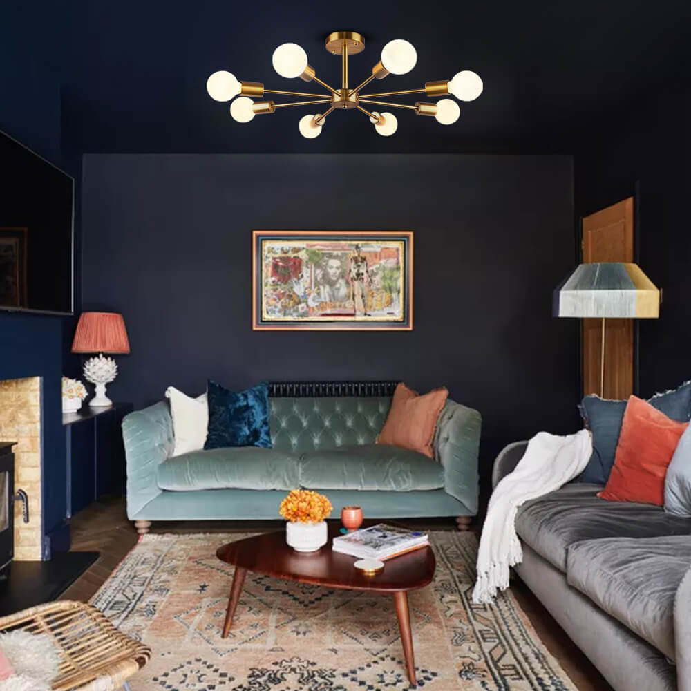 Corvina 8-Light Ceiling Lamp for Living Room With Adjustable Arms and Modern Design