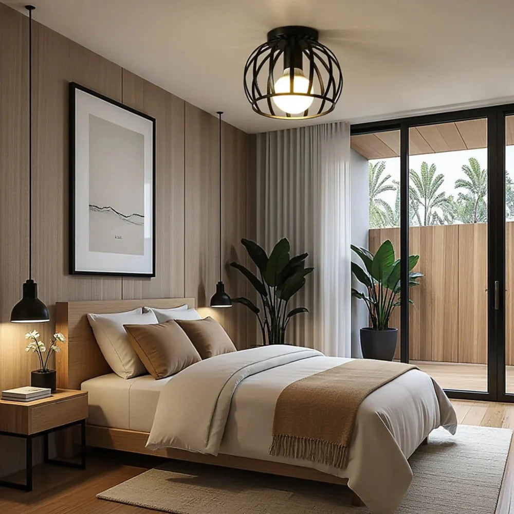 Vintage Open Cage Ceiling Light