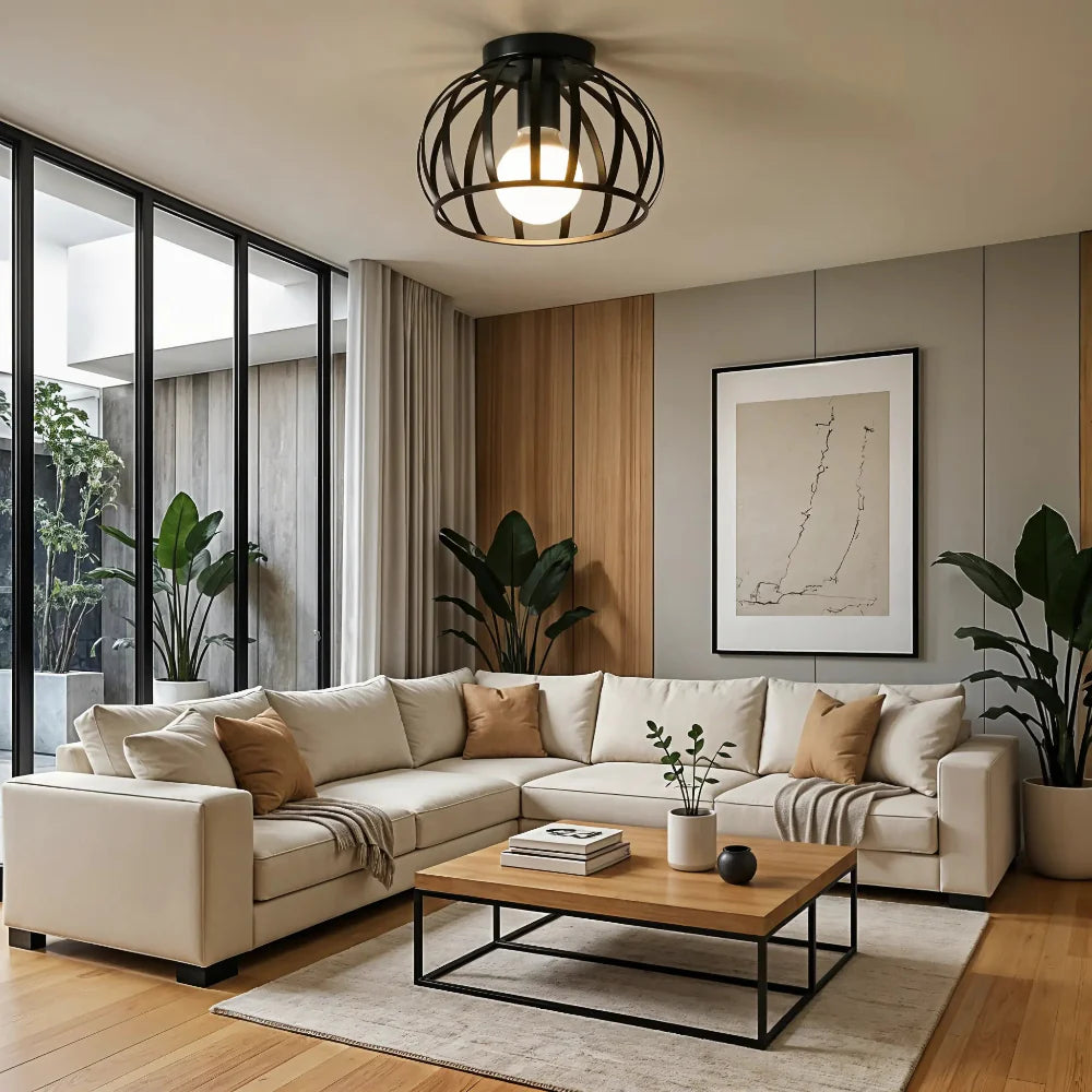 Vintage Open Cage Ceiling Light