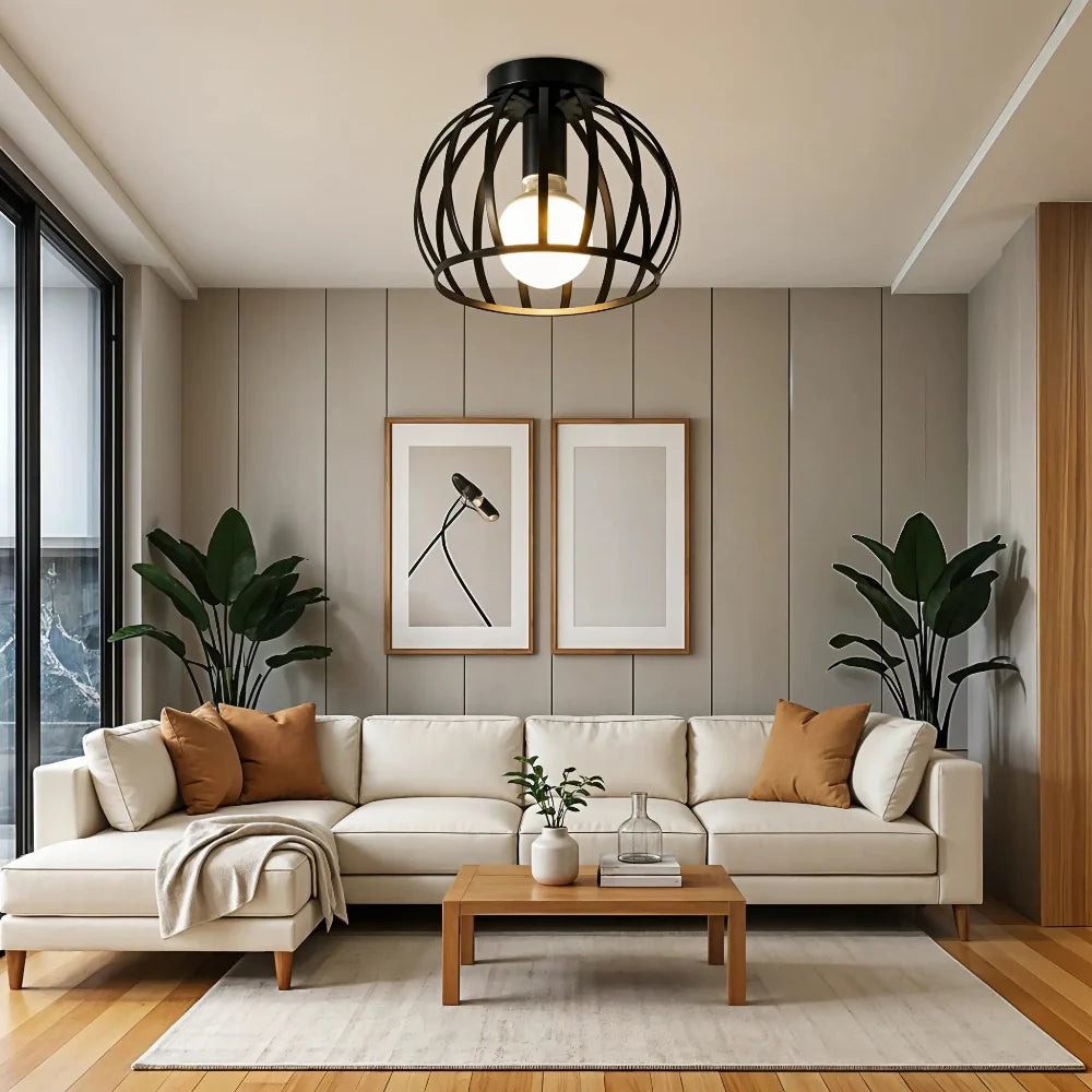 Vintage Open Cage Ceiling Light