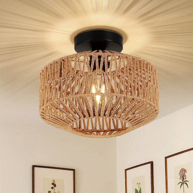 Lumenia Ceiling Lamp for Living Room in Natural Fibers with Soft Glow