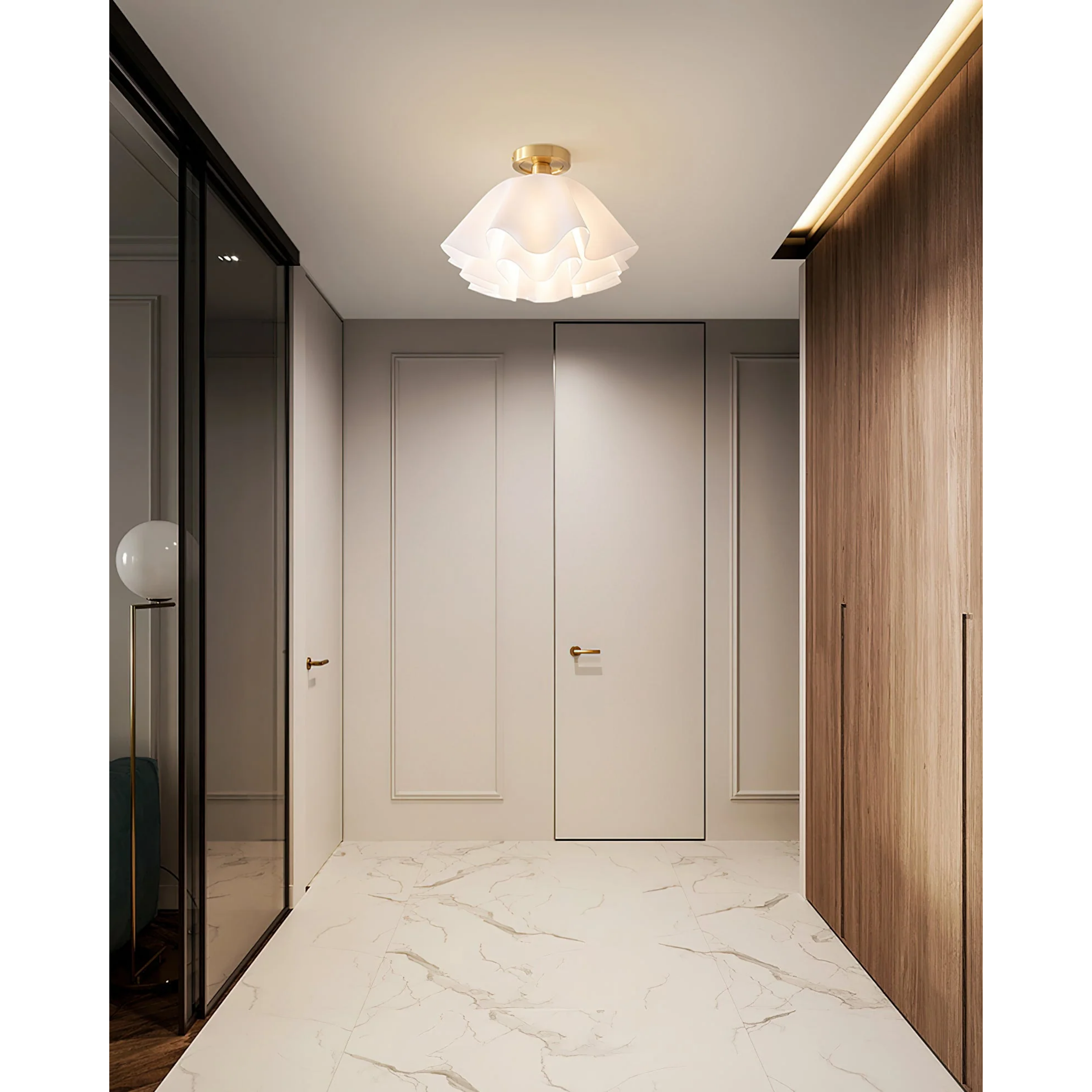 Aurien | Folded Sculptural Ceiling Light in Copper