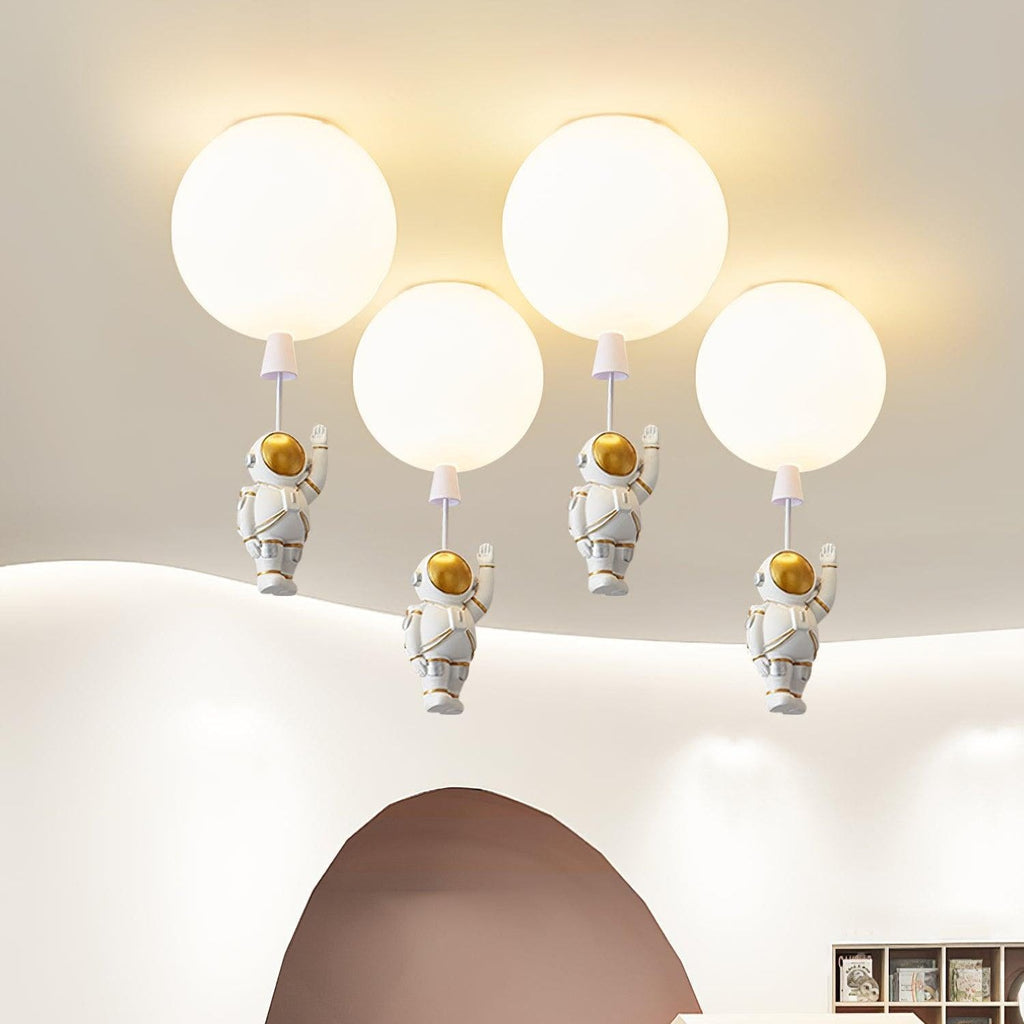 Lunaro Ceiling Light with Astronaut Accents and Soft Moon Glow