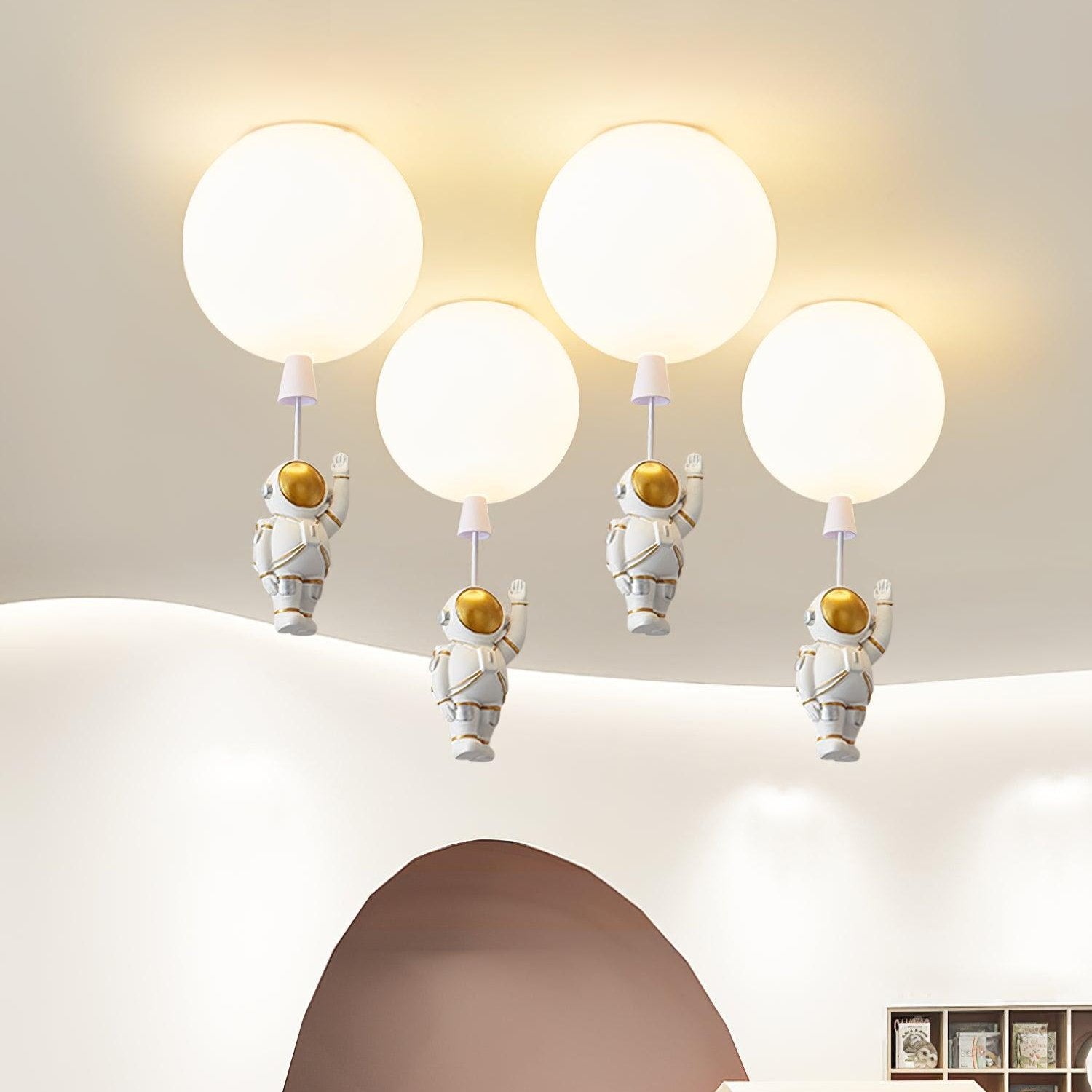 Lunaro Ceiling Light with Astronaut Accents and Soft Moon Glow