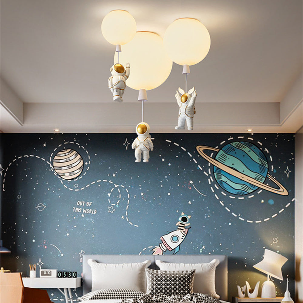 Lunaro Ceiling Light with Astronaut Accents and Soft Moon Glow