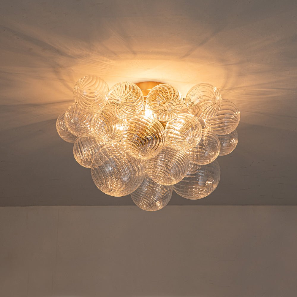 Lunara | Modern Glass Bubble Chandelier in Brass Finish