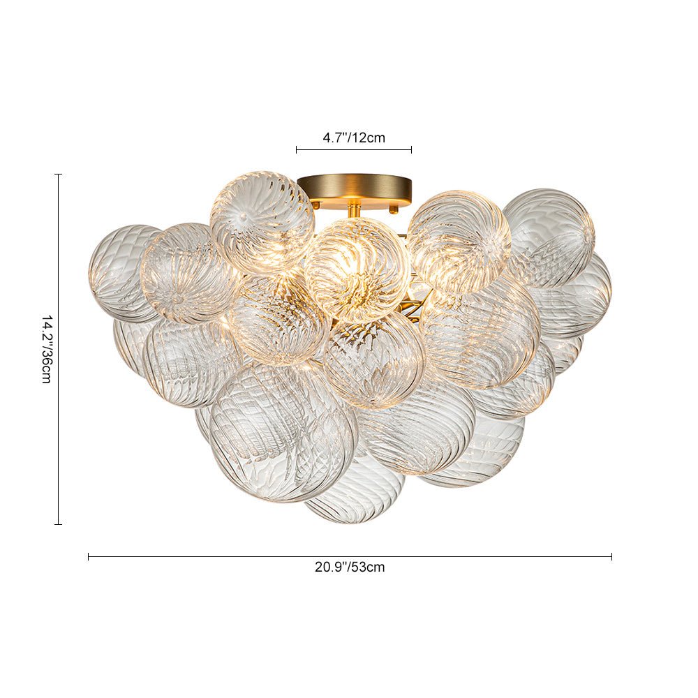 Lunara | Modern Glass Bubble Chandelier in Brass Finish