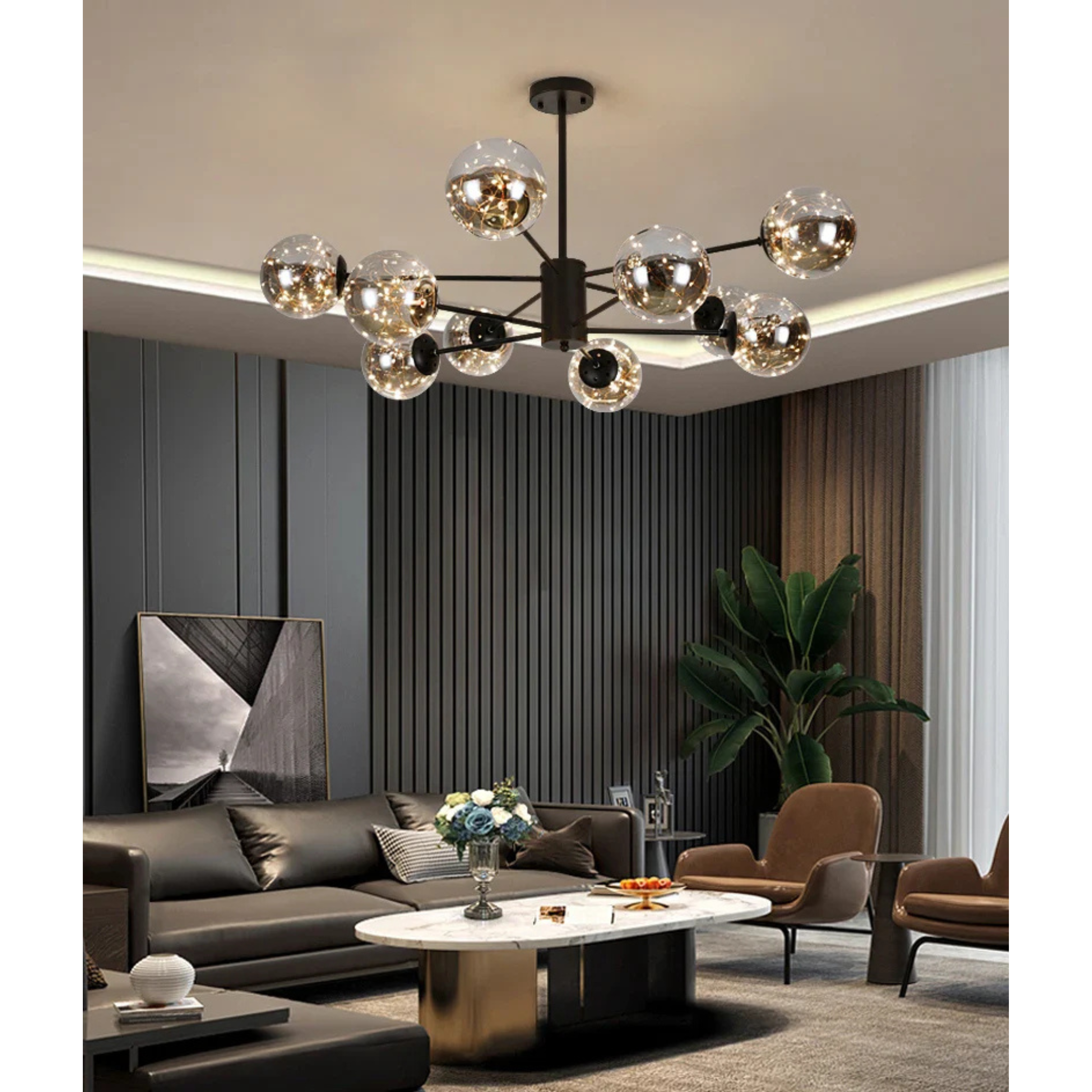 Kirella | Modern Glass Globe Chandelier for Dining Room