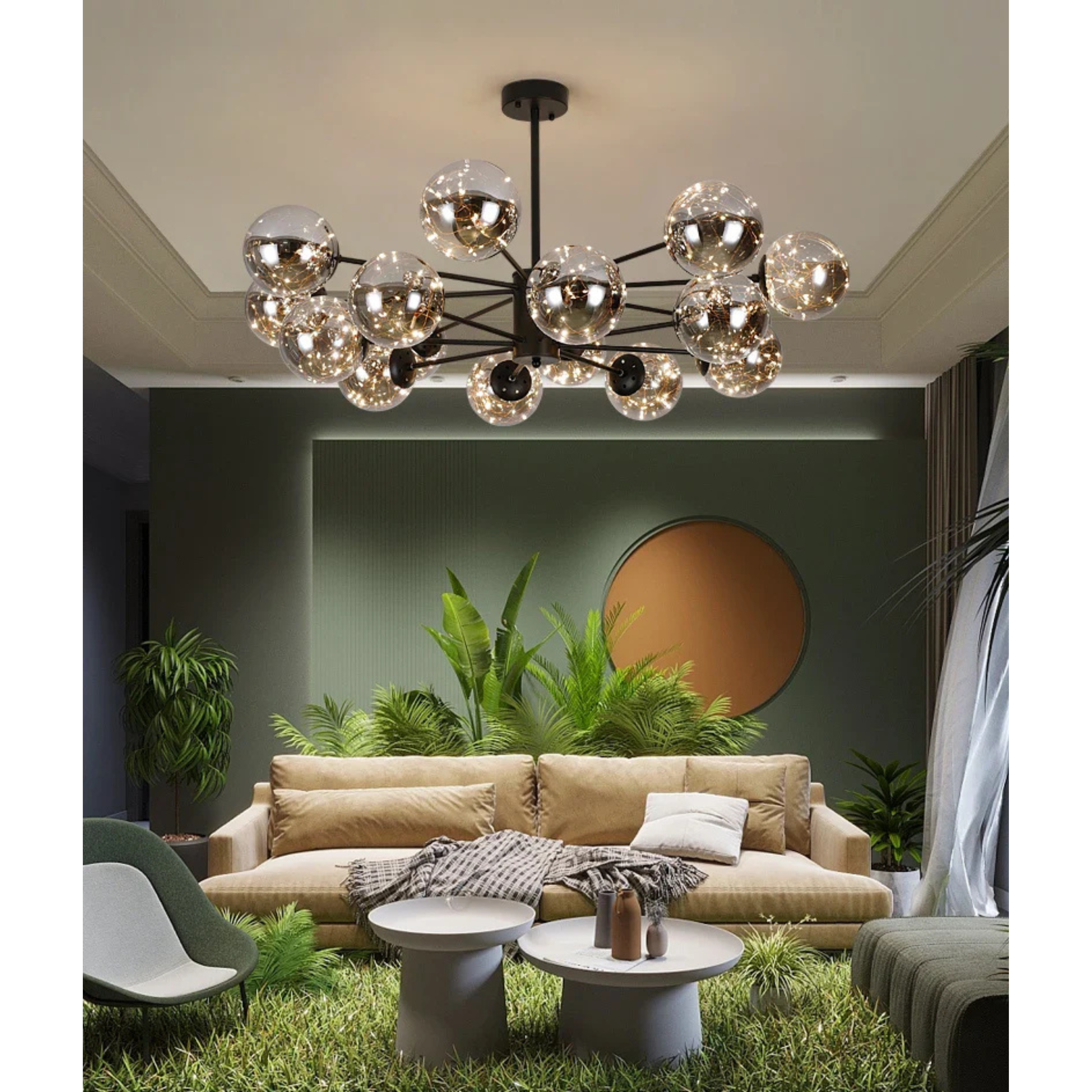 Kirella | Modern Glass Globe Chandelier for Dining Room