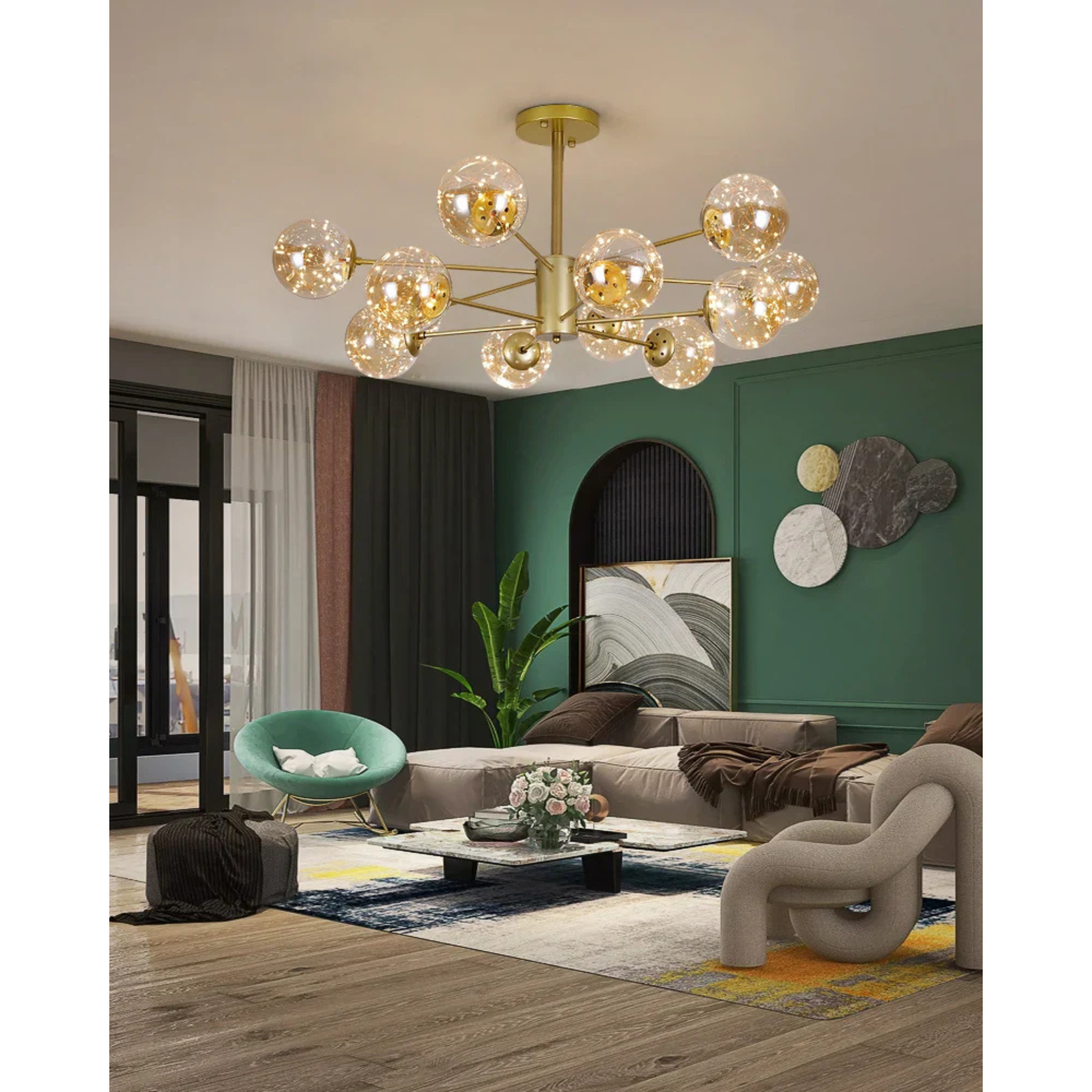Kirella | Modern Glass Globe Chandelier for Dining Room
