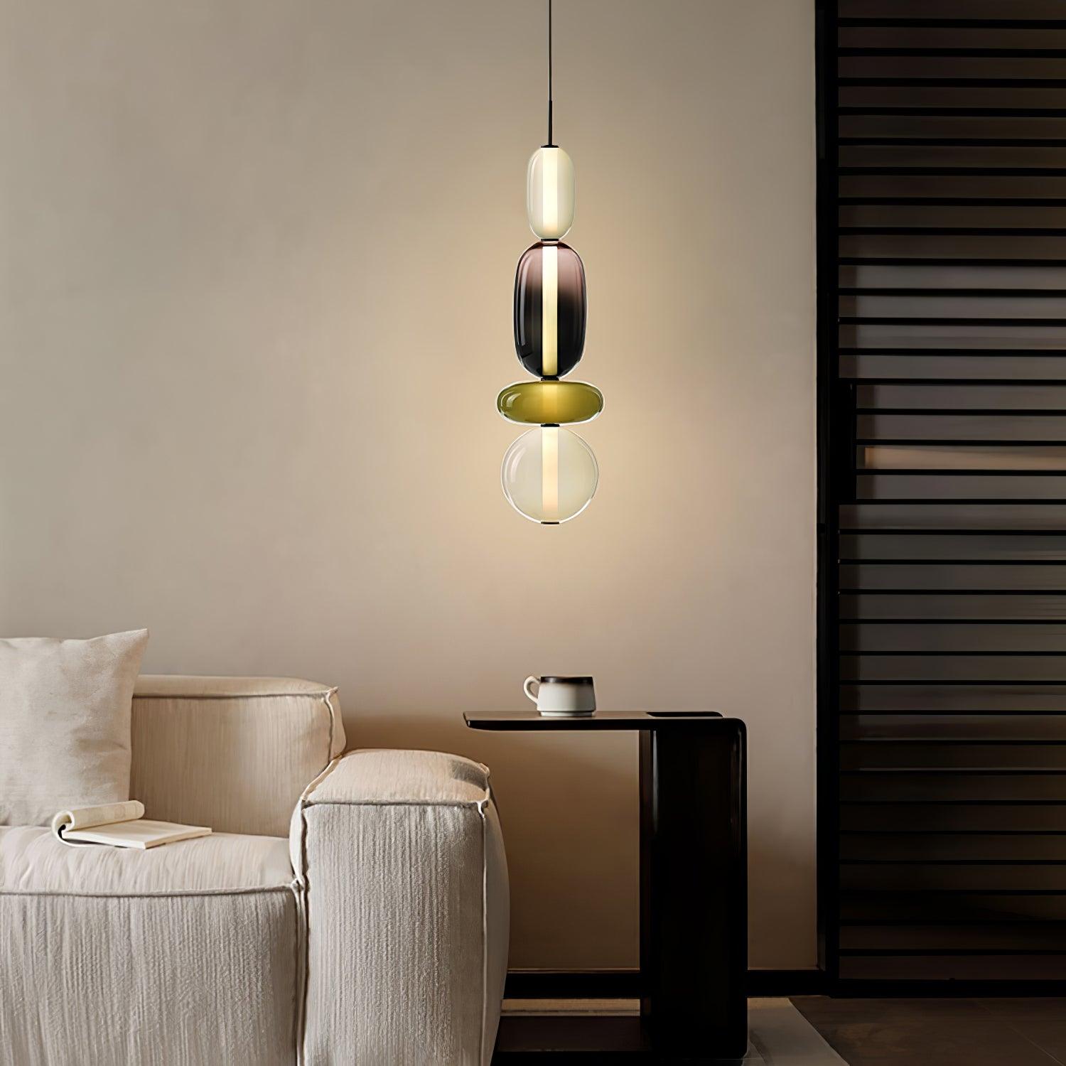 Vibrant Glass Pendant Light | Playful Living Room Accent
