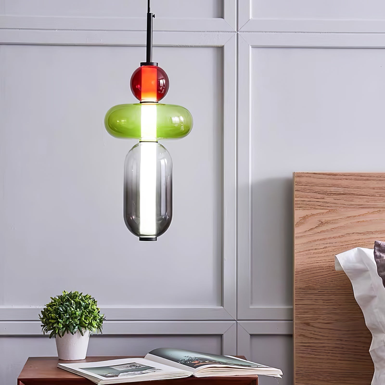 Vibrant Glass Pendant Light | Playful Living Room Accent