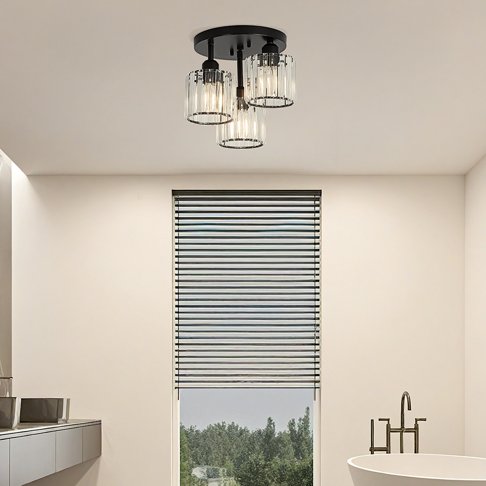 Lunara Modern Crystal Semi-Flush Ceiling Light