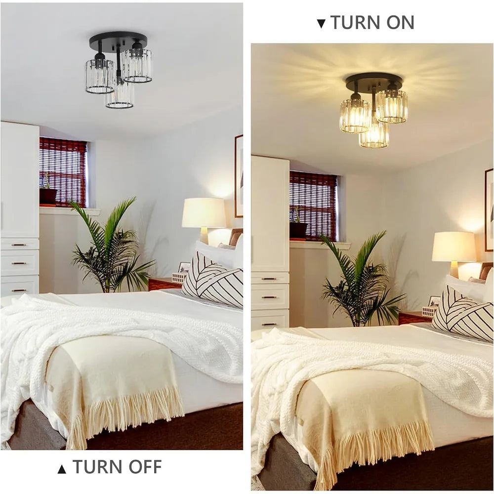 Lunara Modern Crystal Semi-Flush Ceiling Light