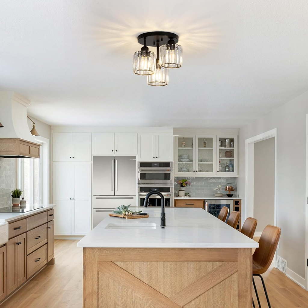 Lunara Modern Crystal Semi-Flush Ceiling Light