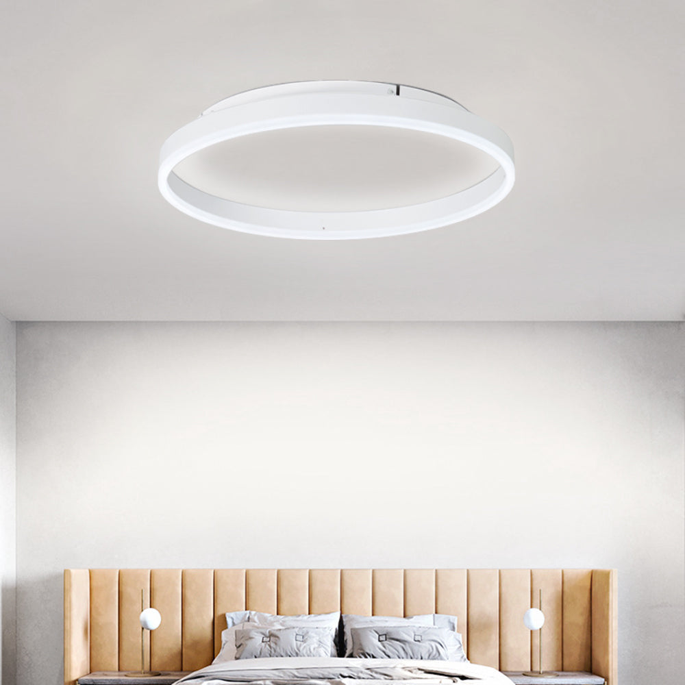 Novara | Modern LED Ceiling Light, Dimmable Metal Ring in Black, White or Gold for Living Room and Bedroom