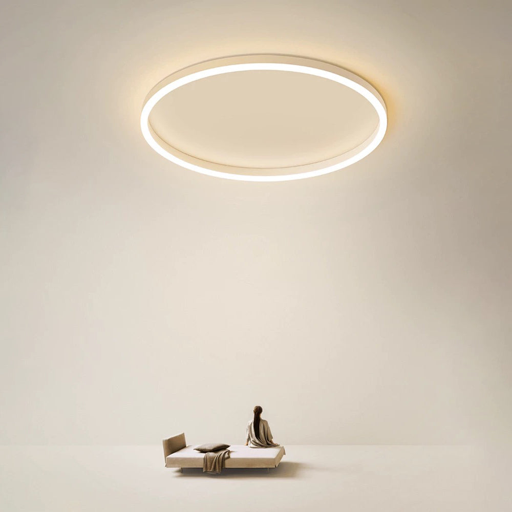 Novara | Modern LED Ceiling Light, Dimmable Metal Ring in Black, White or Gold for Living Room and Bedroom