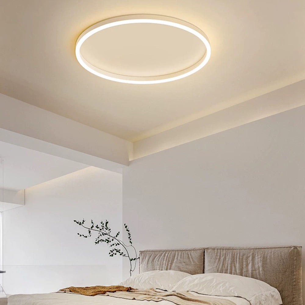 Novara | Modern LED Ceiling Light, Dimmable Metal Ring in Black, White or Gold for Living Room and Bedroom