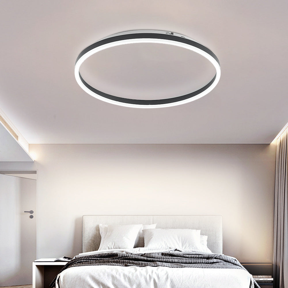 Novara | Modern LED Ceiling Light, Dimmable Metal Ring in Black, White or Gold for Living Room and Bedroom