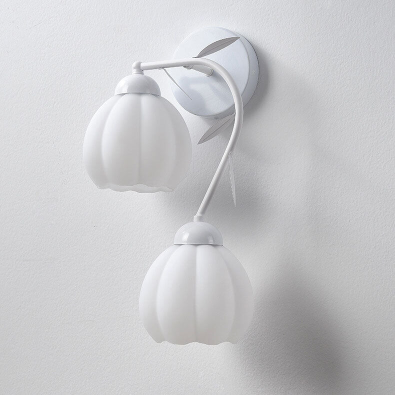 Fleurmont | French Floral Cup Wall Sconce in Iron and Glass, 1- or 2-Light for Bedroom