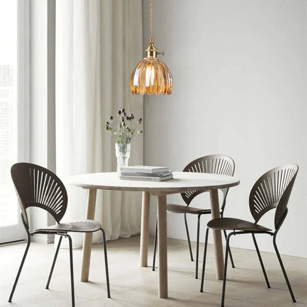 Calensa Glass Pendant Light in Floral Design with Warm Glow