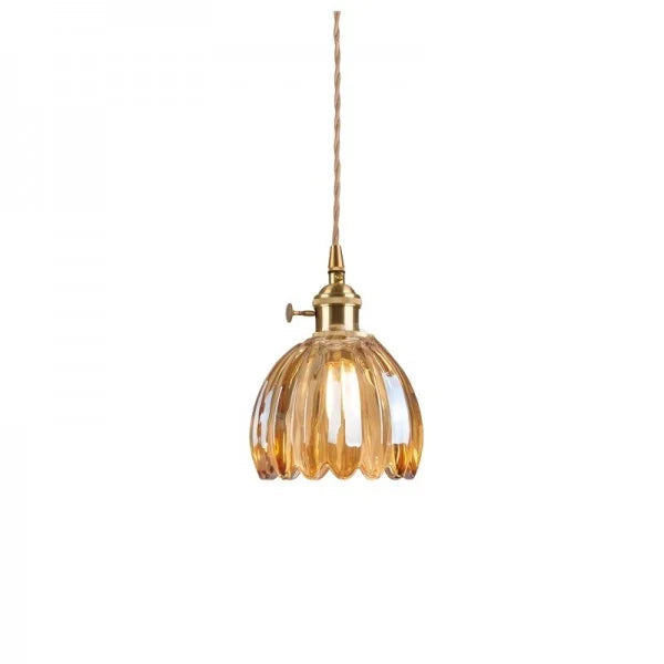 Calensa Glass Pendant Light in Floral Design with Warm Glow