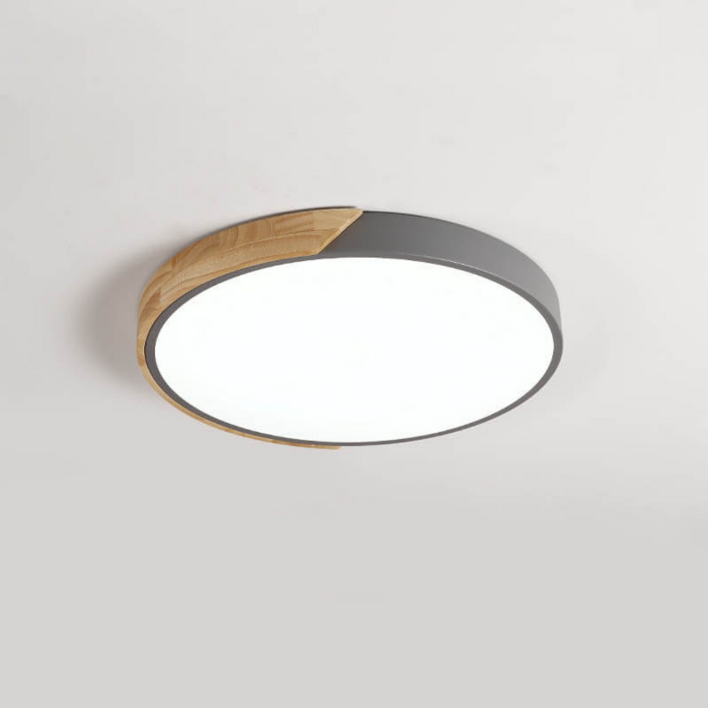Arvela | Flush Mount Ceiling Light for Living Room, Dimmable LED with Wood Accent