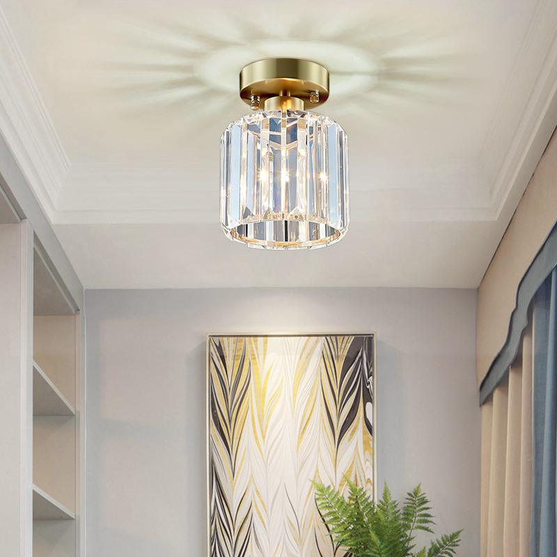 Lunara Flush Mount Ceiling Light With Crystal Glass Shade