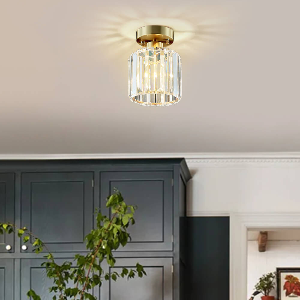 Lunara Flush Mount Ceiling Light With Crystal Glass Shade