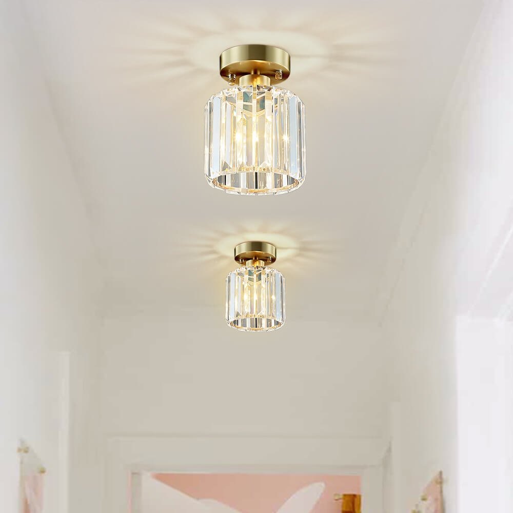 Lunara Flush Mount Ceiling Light With Crystal Glass Shade