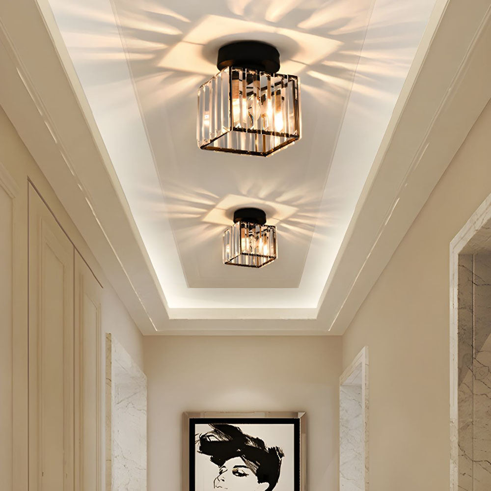 Single-Light Flush Mount Ceiling Light in Modern Black for Hallways