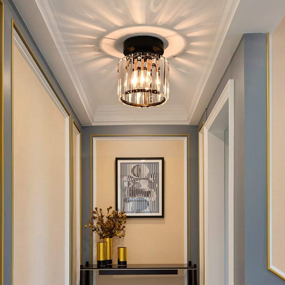Single-Light Flush Mount Ceiling Light in Modern Black for Hallways