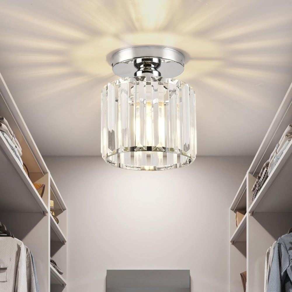 Single-Light Flush Mount Ceiling Light in Modern Black for Hallways