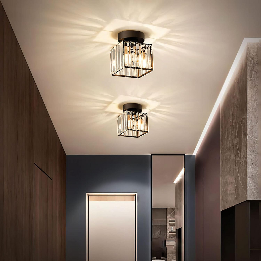 Single-Light Flush Mount Ceiling Light in Modern Black for Hallways