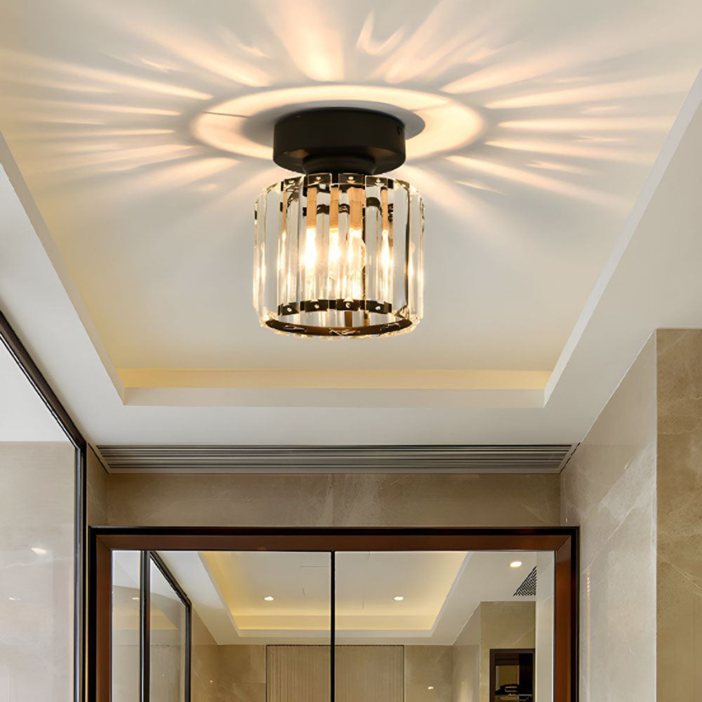 Single-Light Flush Mount Ceiling Light in Modern Black for Hallways