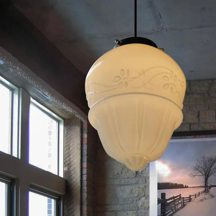 Belrose Frosted Glass Pendant Light in Vintage Style for Modern Homes