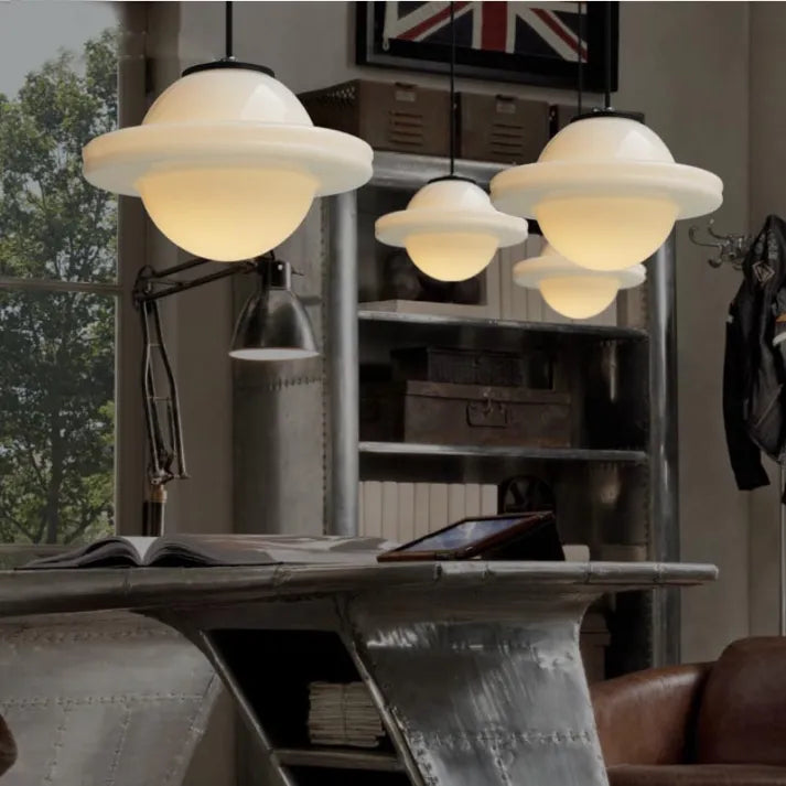 Belrose Frosted Glass Pendant Light in Vintage Style for Modern Homes