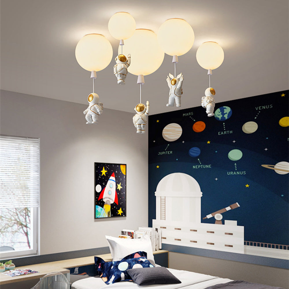 Lunara | LED Ceiling Light in Astronaut Balloon Shape, 8-Color Whimsical Design for Kids' Rooms