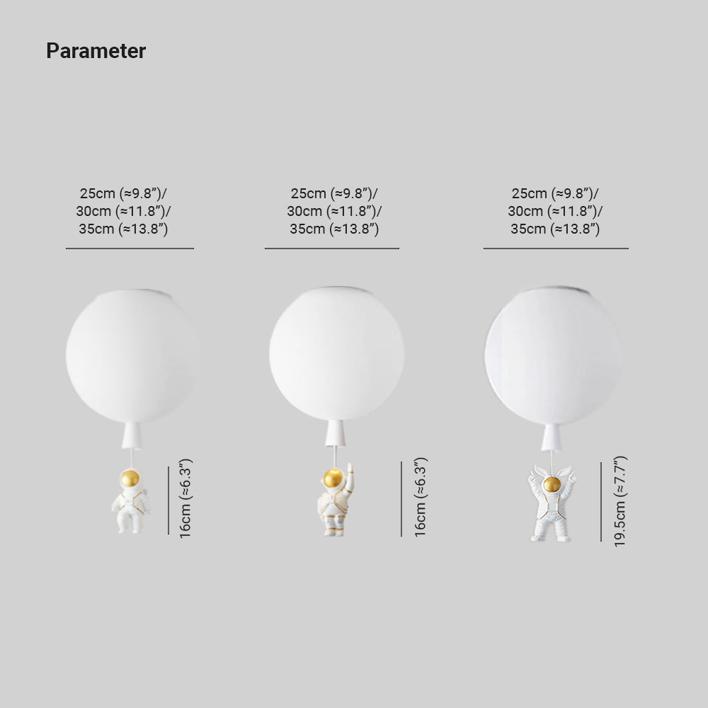 Lunara | LED Ceiling Light in Astronaut Balloon Shape, 8-Color Whimsical Design for Kids' Rooms