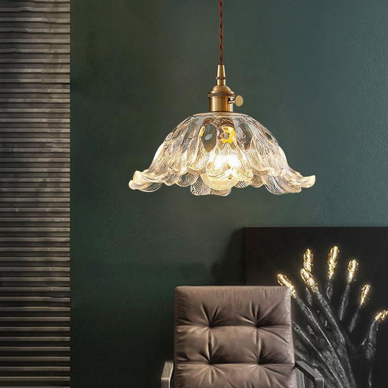 Lunara | Glass Blossom Pendant Light With Soft Ambient Glow For Bedroom And Dining
