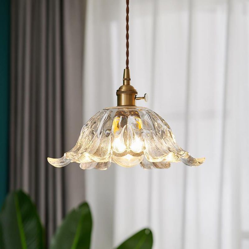 Lunara | Glass Blossom Pendant Light With Soft Ambient Glow For Bedroom And Dining