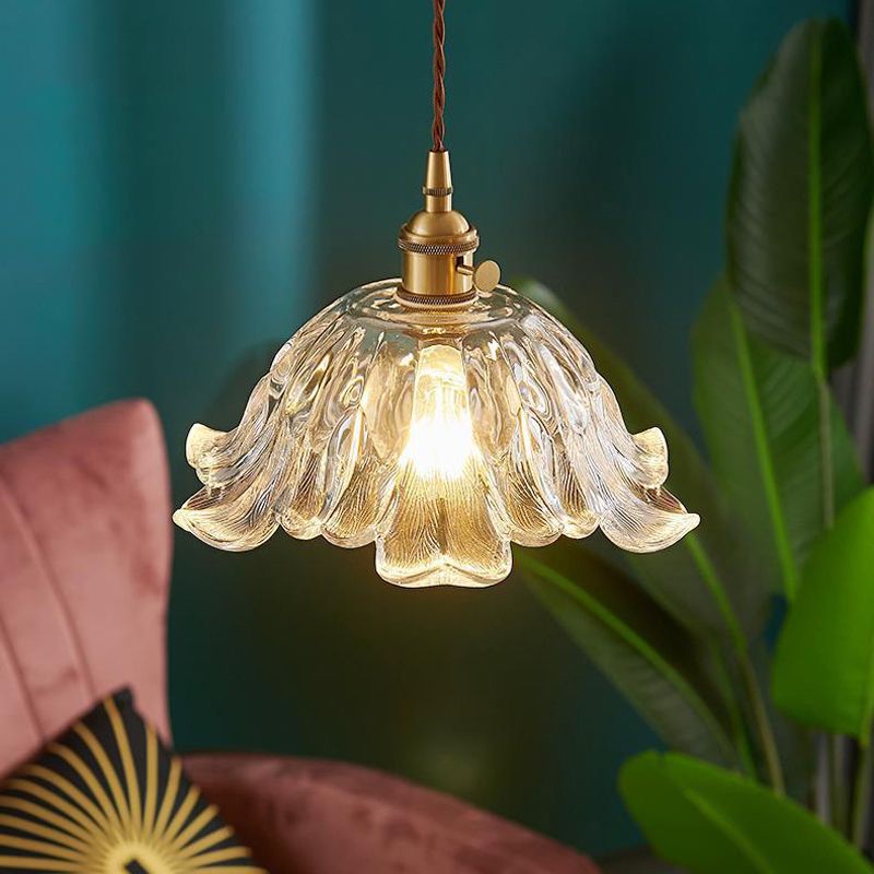 Lunara | Glass Blossom Pendant Light With Soft Ambient Glow For Bedroom And Dining