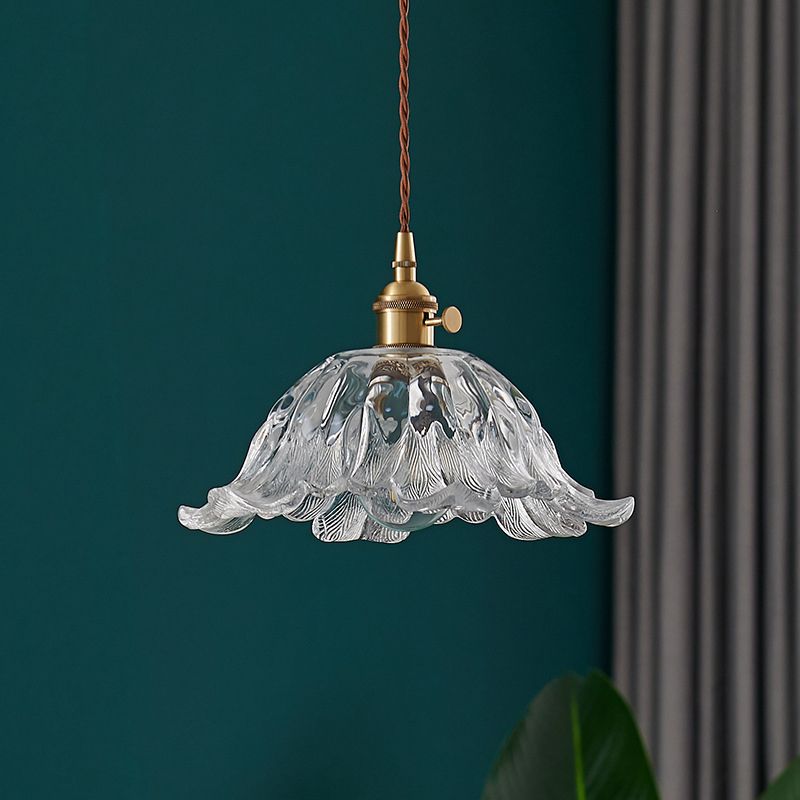 Lunara | Glass Blossom Pendant Light With Soft Ambient Glow For Bedroom And Dining